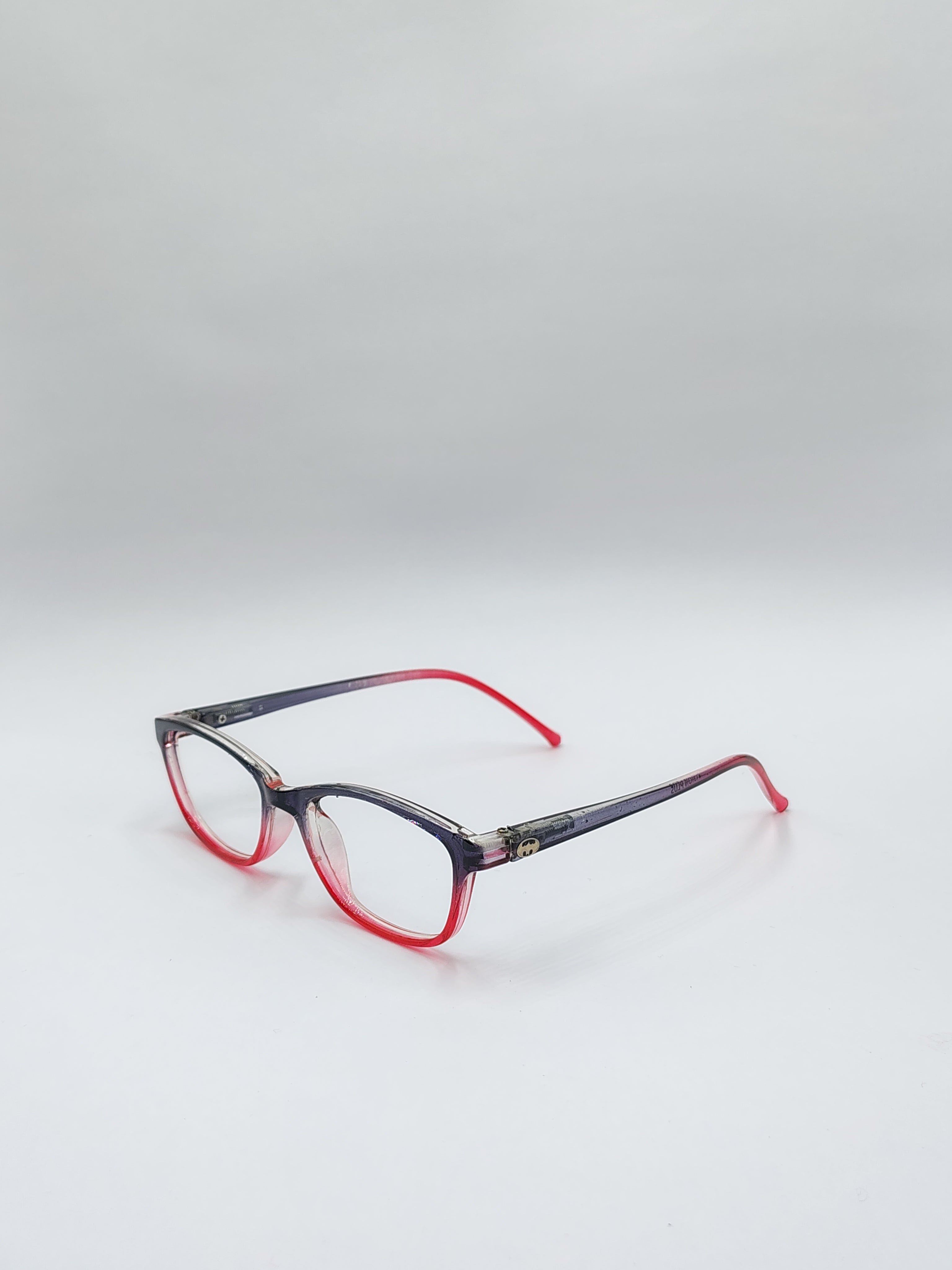 vision plus transparent black and red shade frame