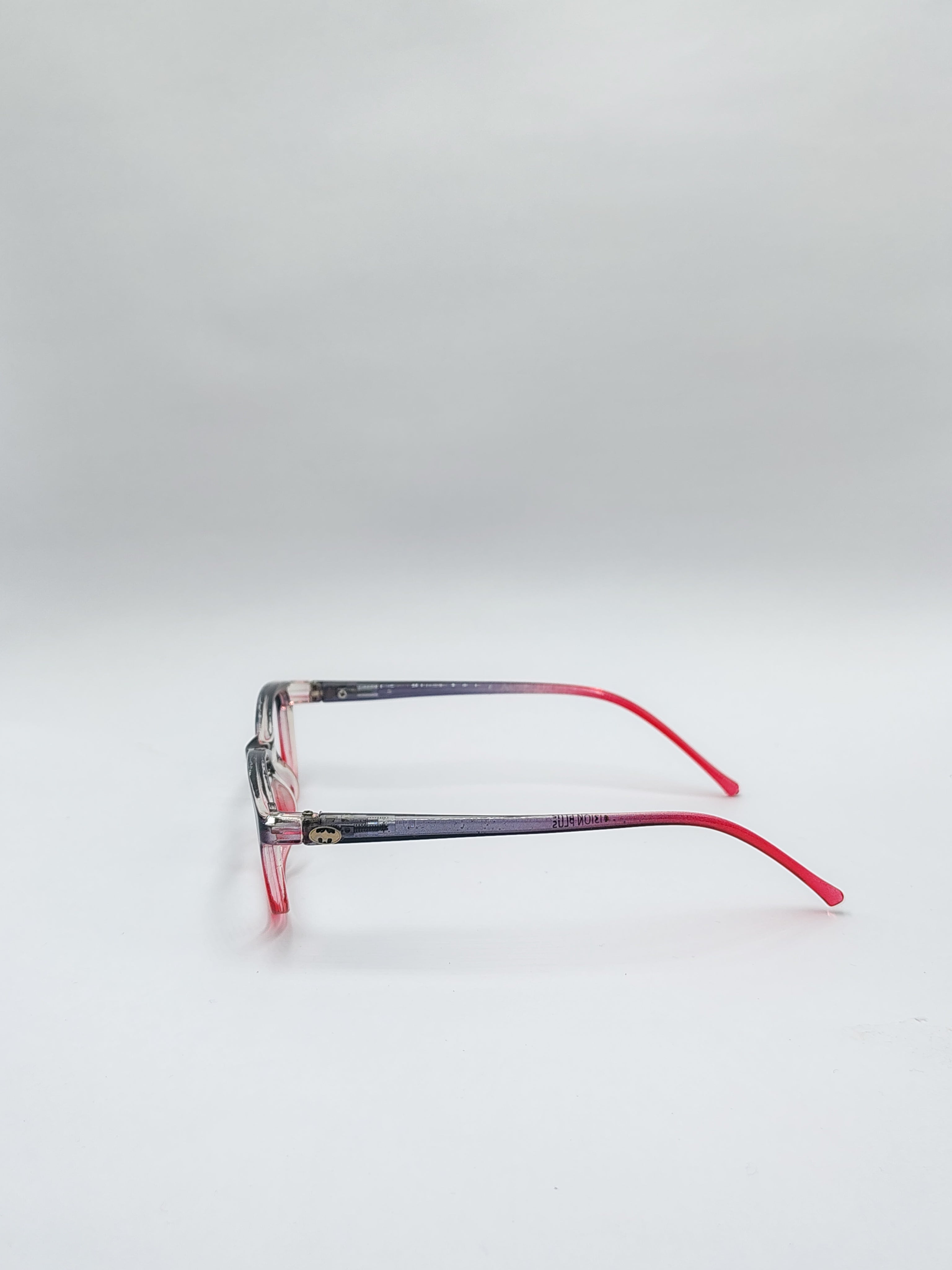 vision plus transparent black and red shade frame