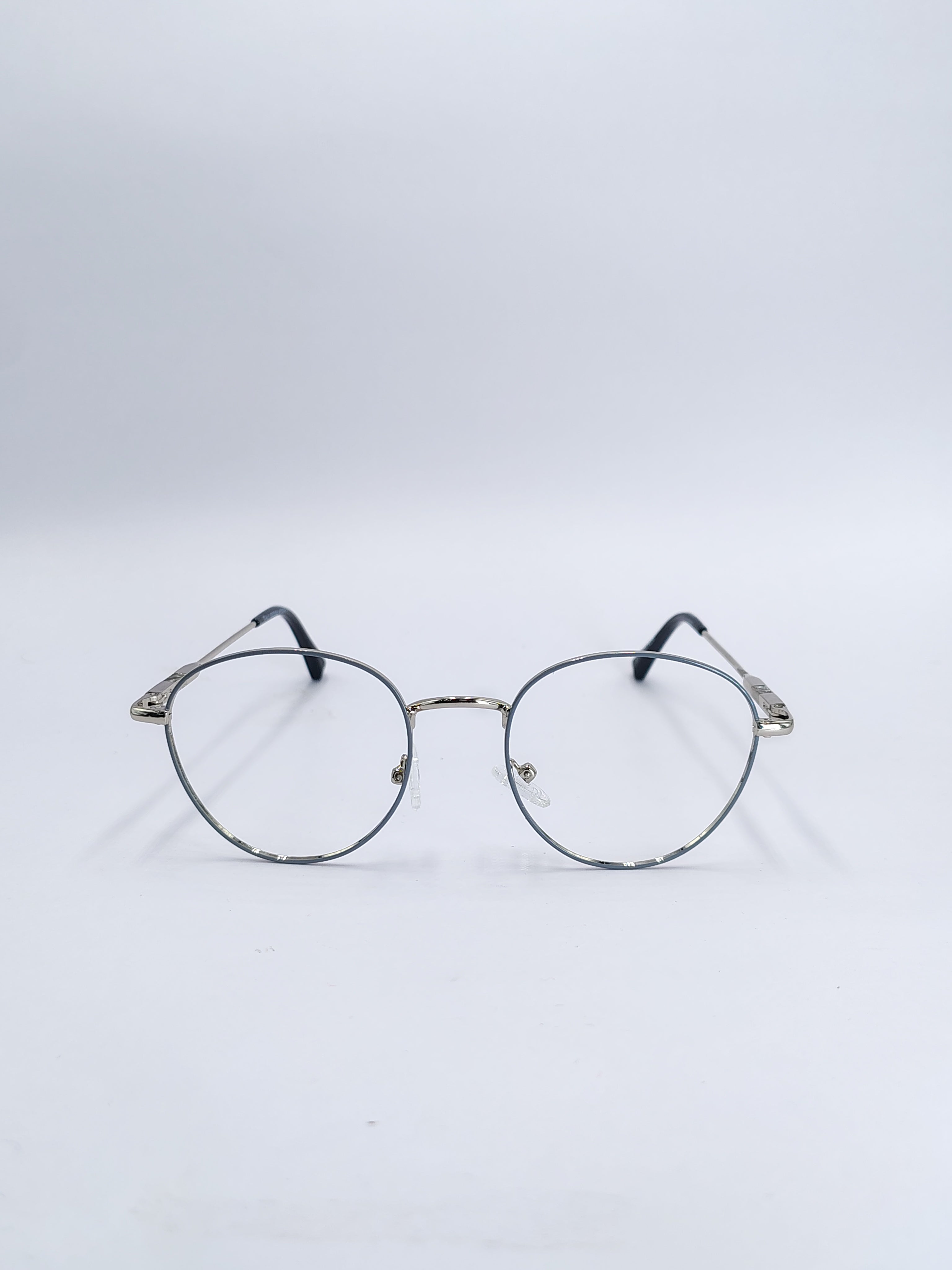 vision plus gray and silver metallic frame