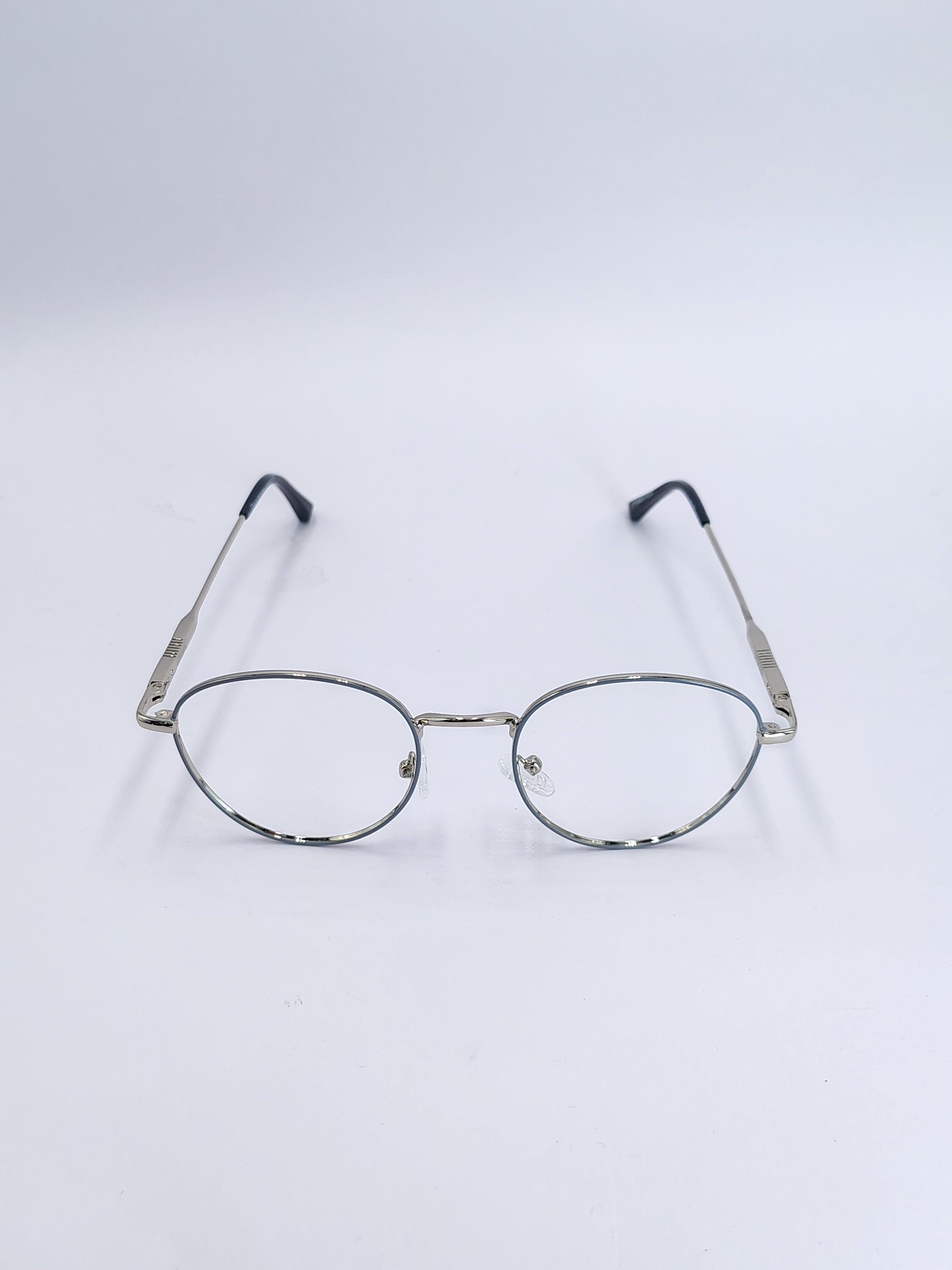 vision plus gray and silver metallic frame