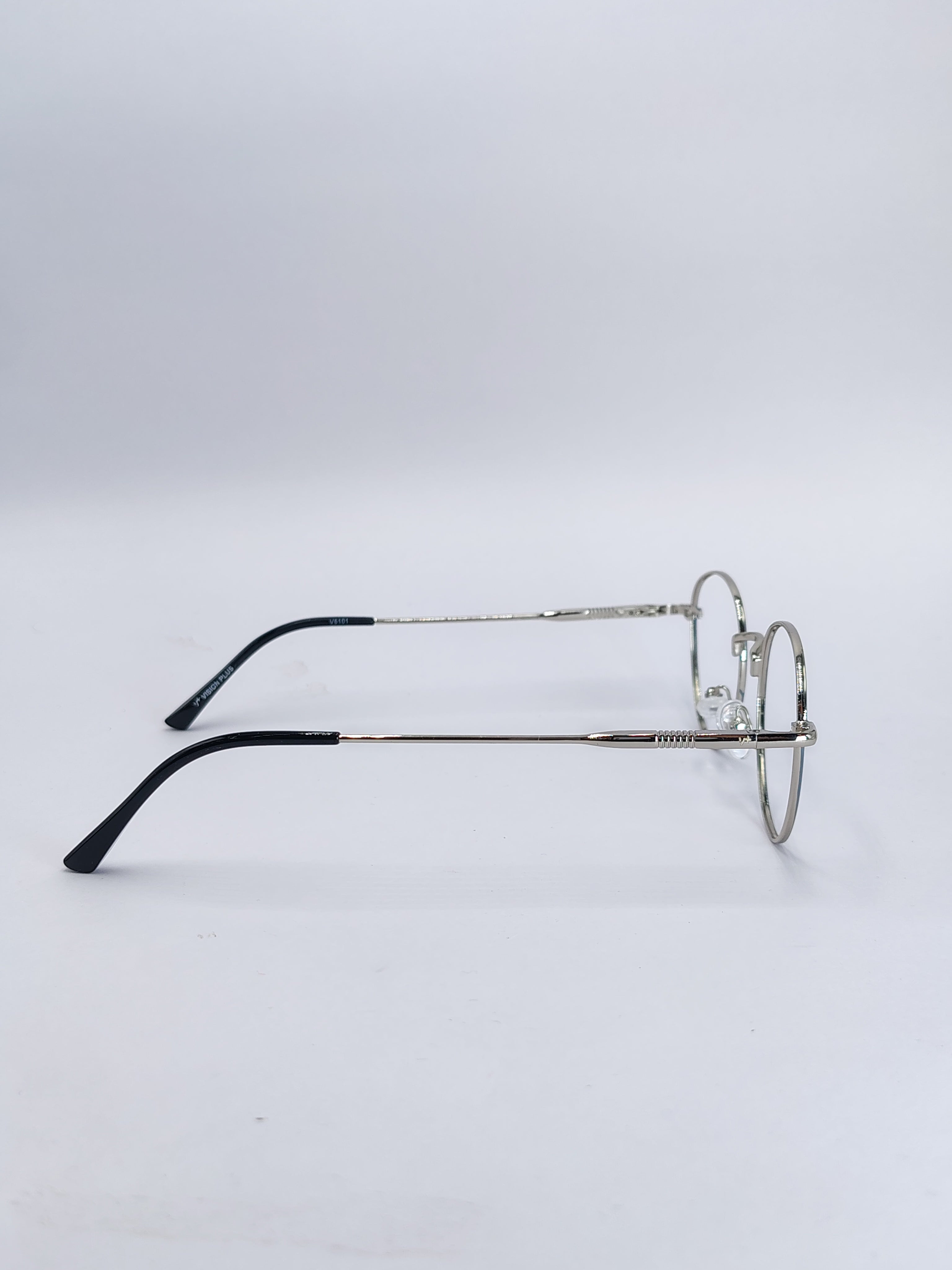 vision plus gray and silver metallic frame