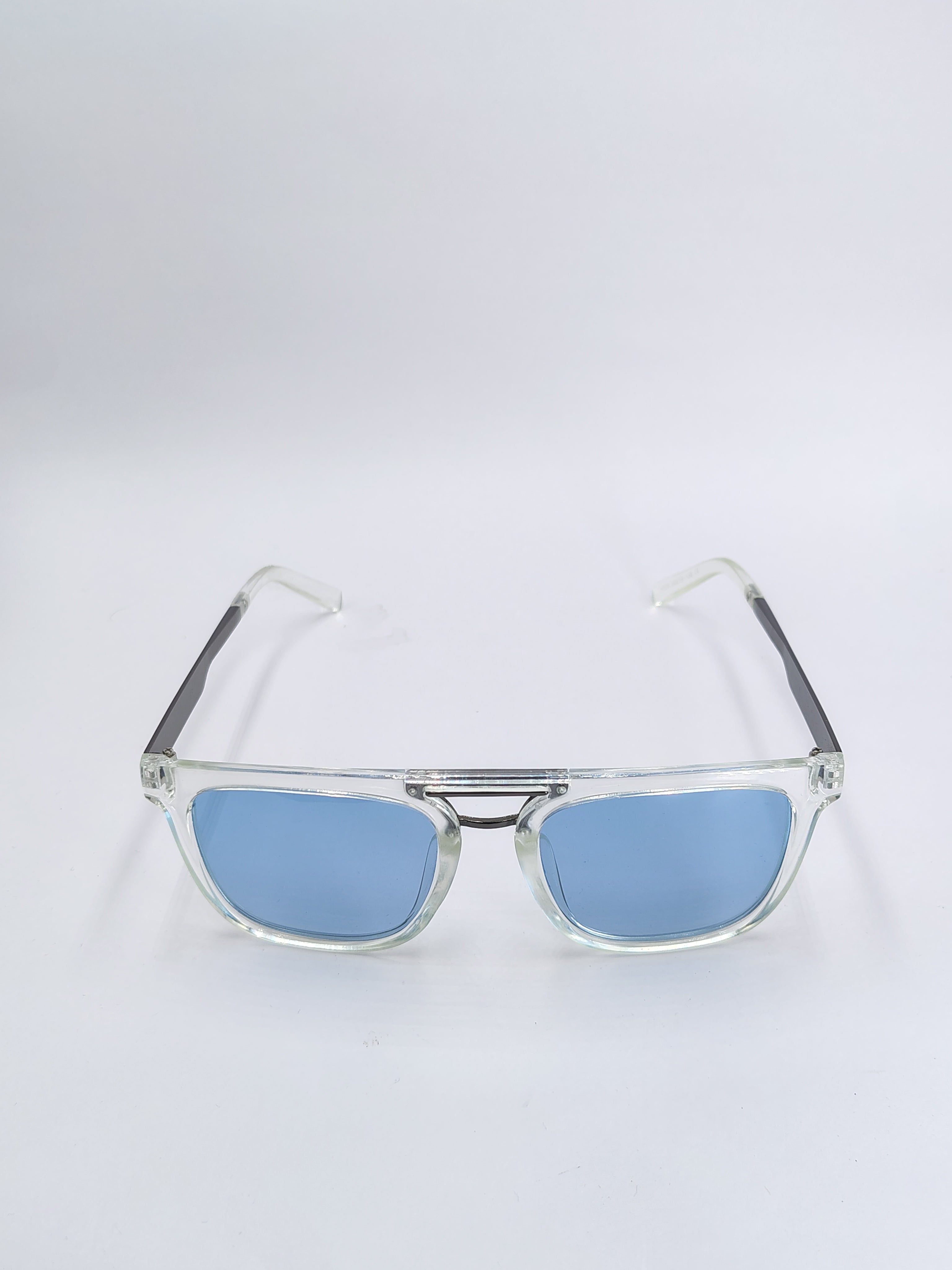 vision plus clear white and blue shade metal sunglasses