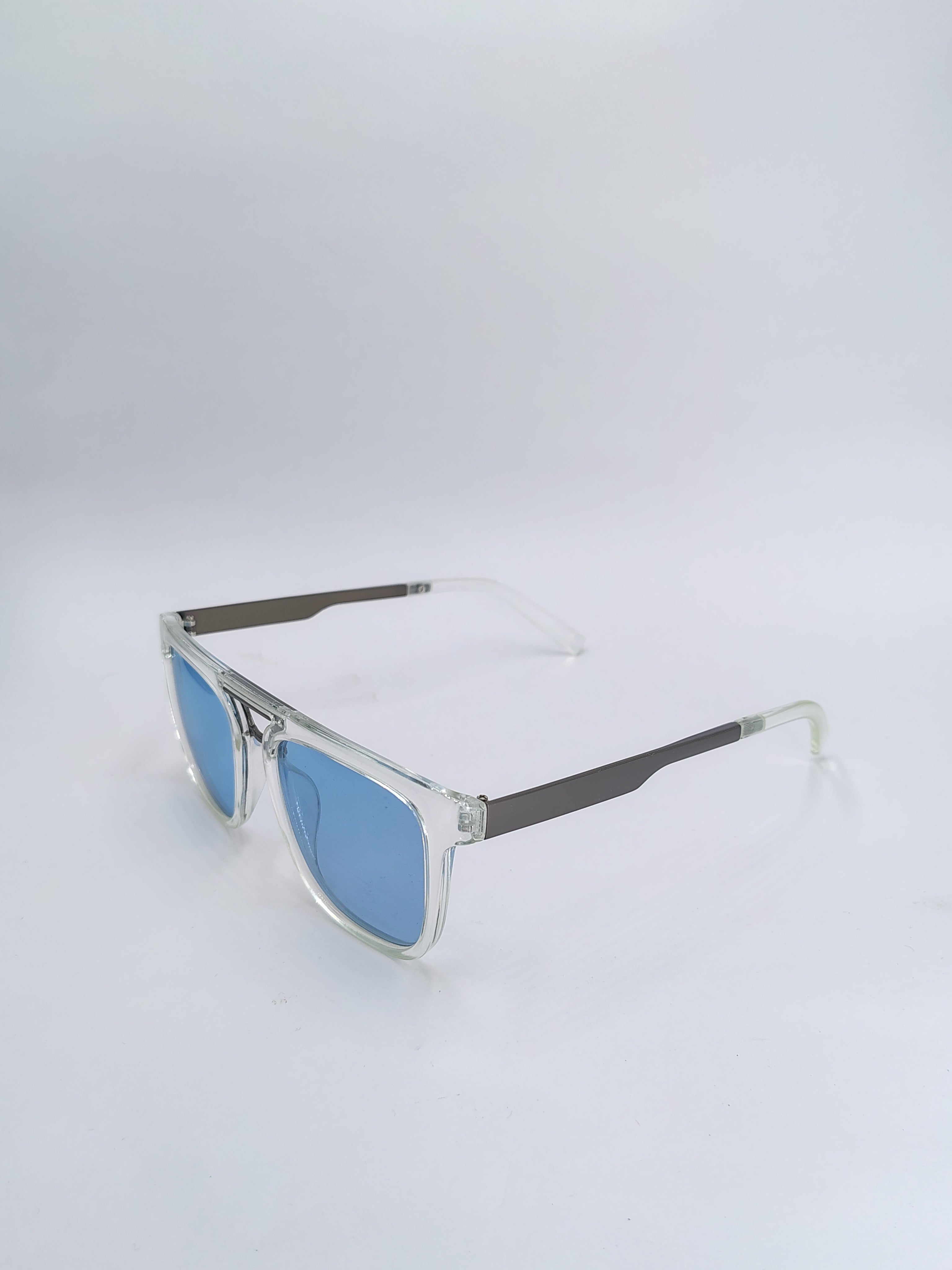 vision plus clear white and blue shade metal sunglasses