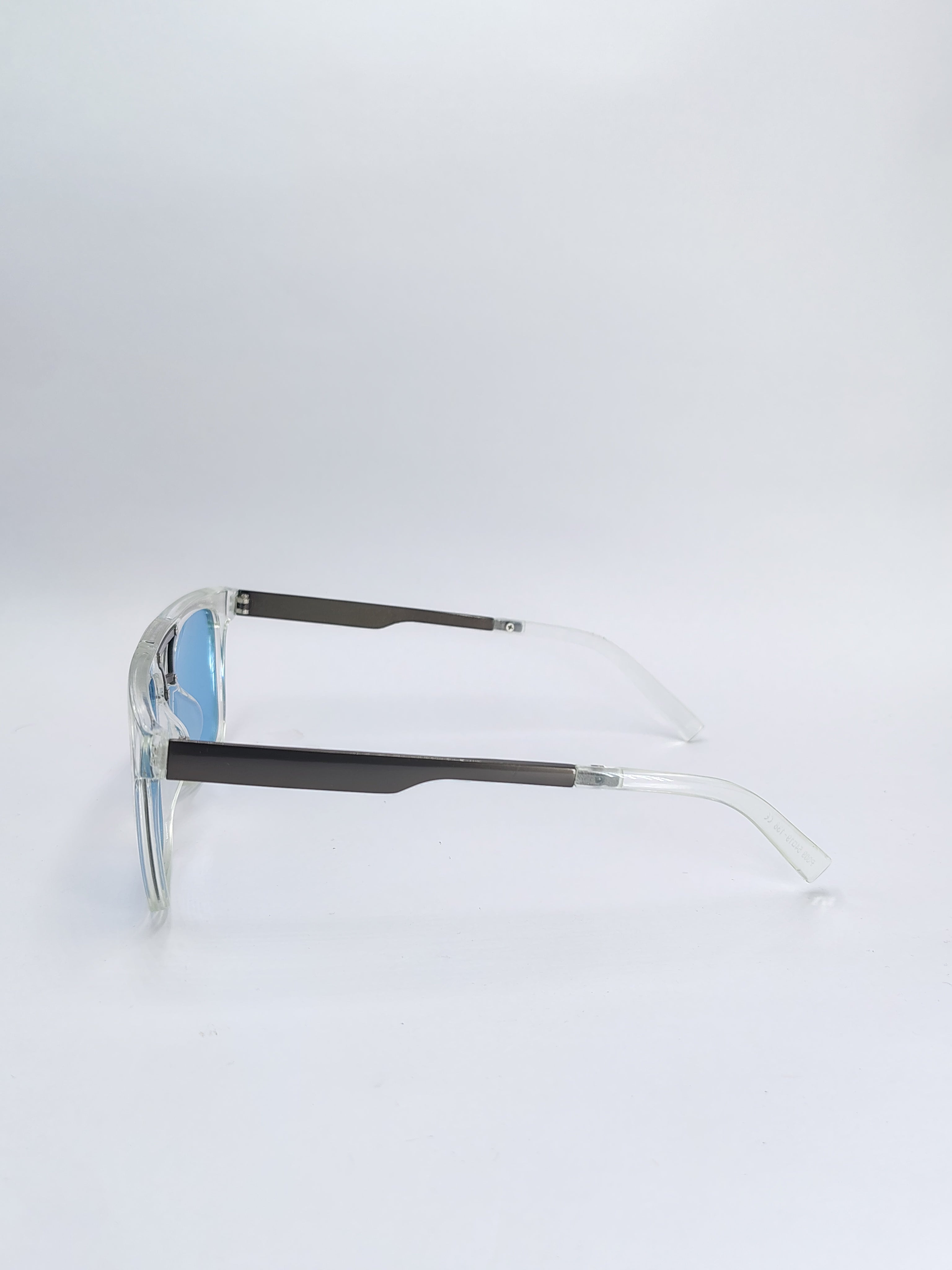 vision plus clear white and blue shade metal sunglasses