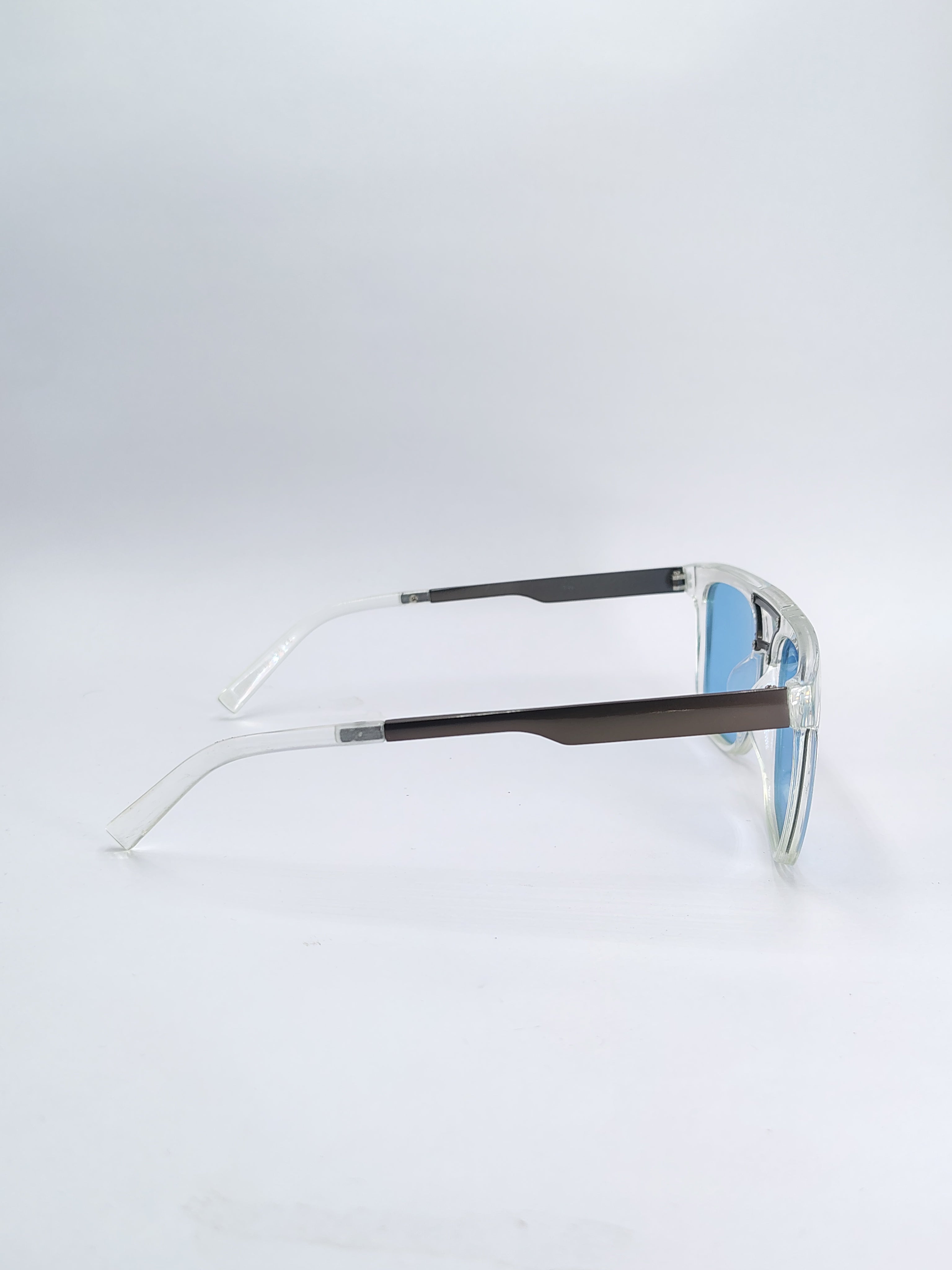 vision plus clear white and blue shade metal sunglasses