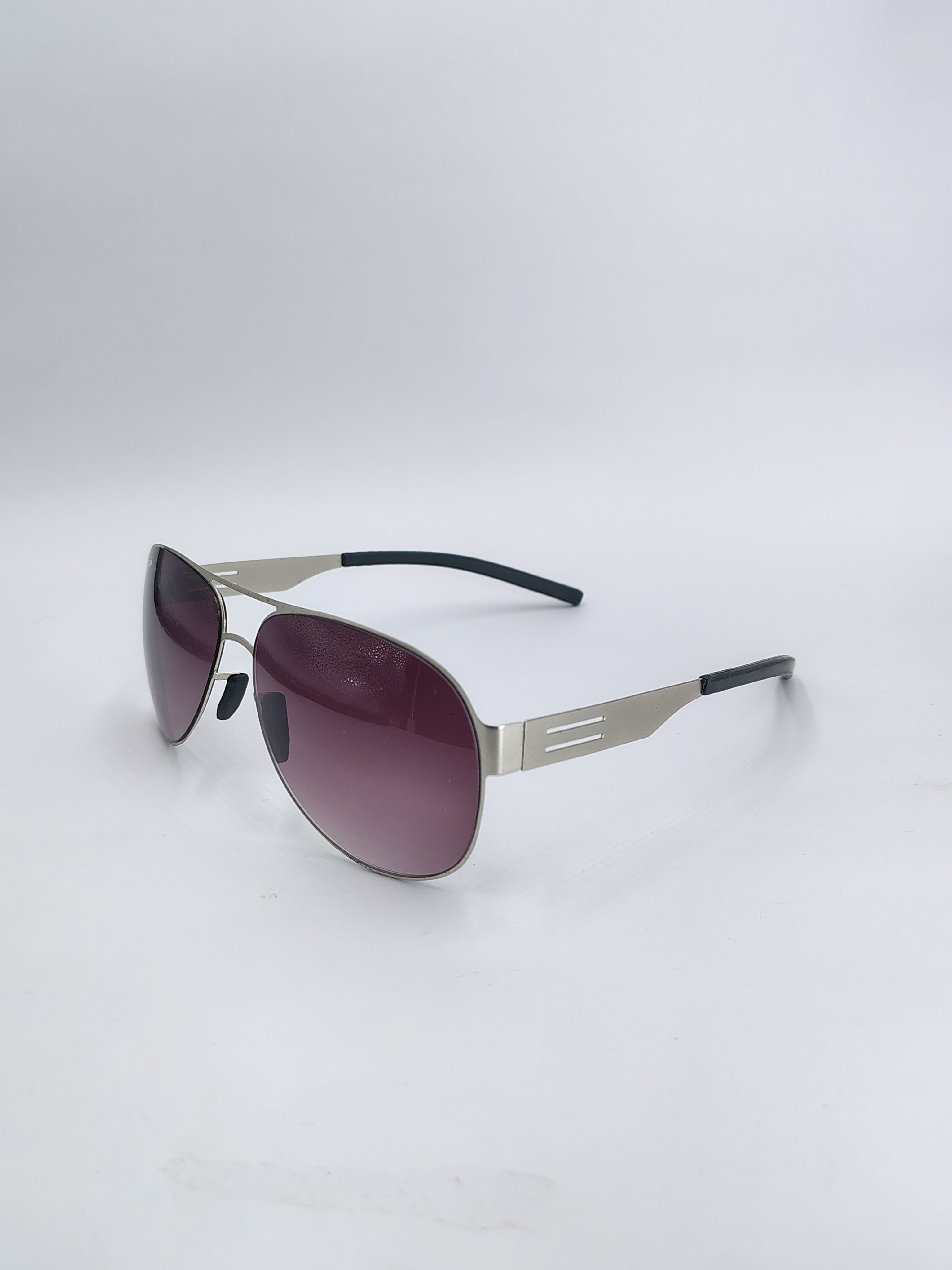 vision plus aviator polarized silver metal sunglasses