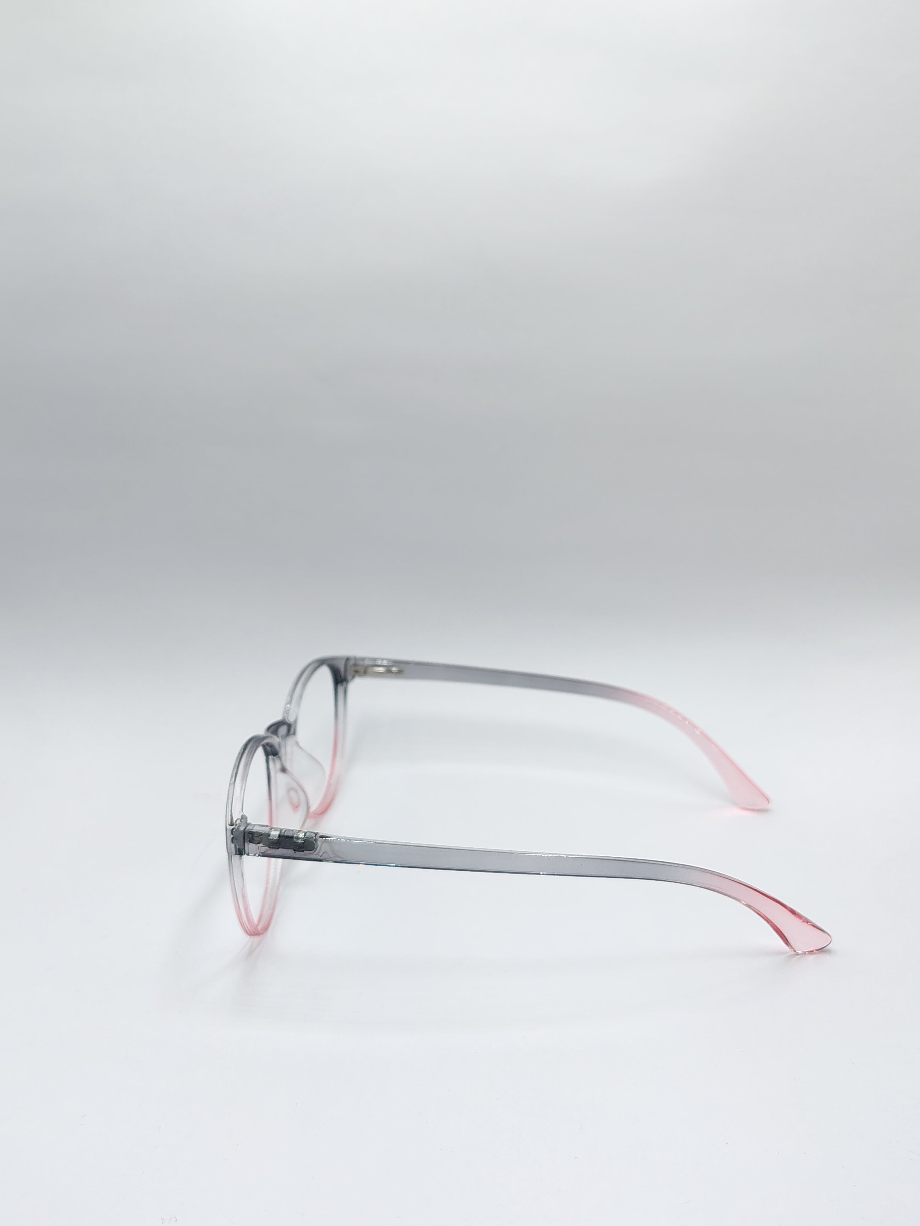 vision plus transparent silver and pink frame