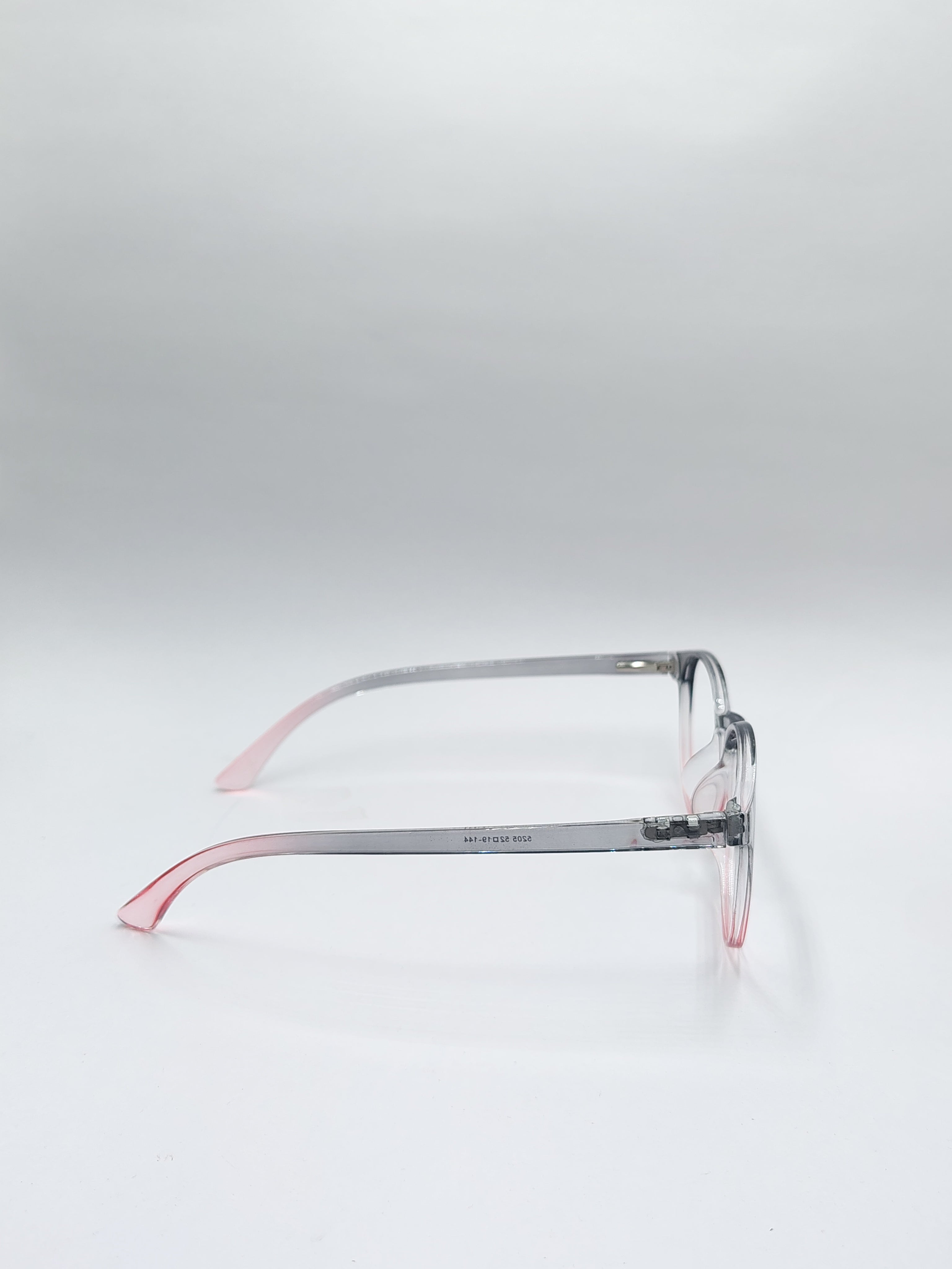 vision plus transparent silver and pink frame