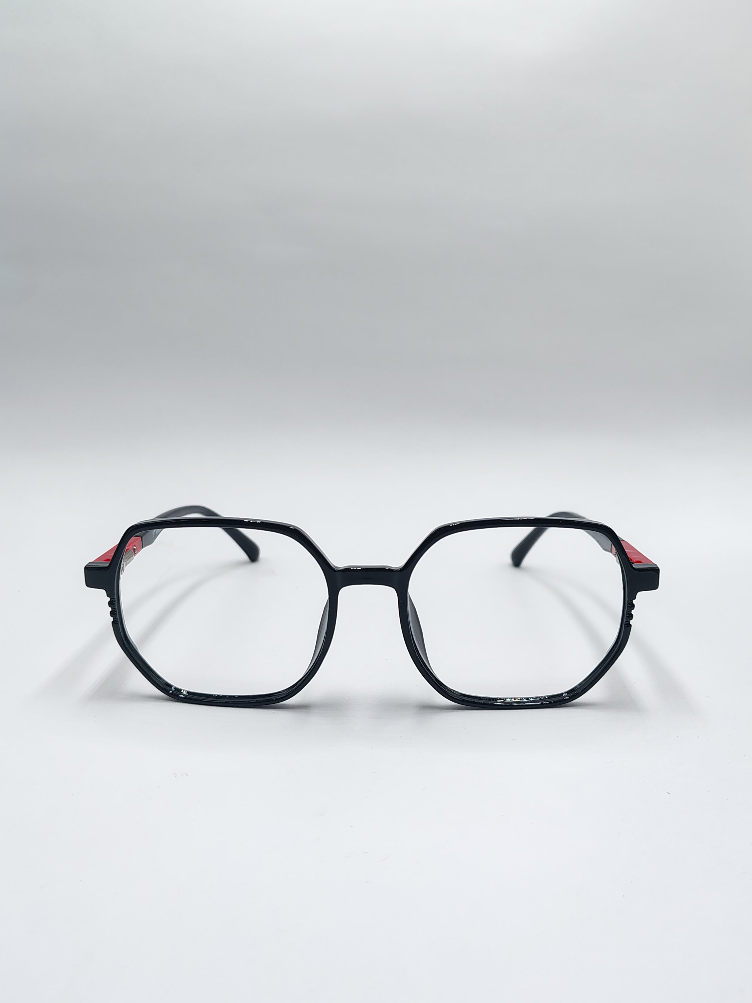 vision plus shiny black and red frame