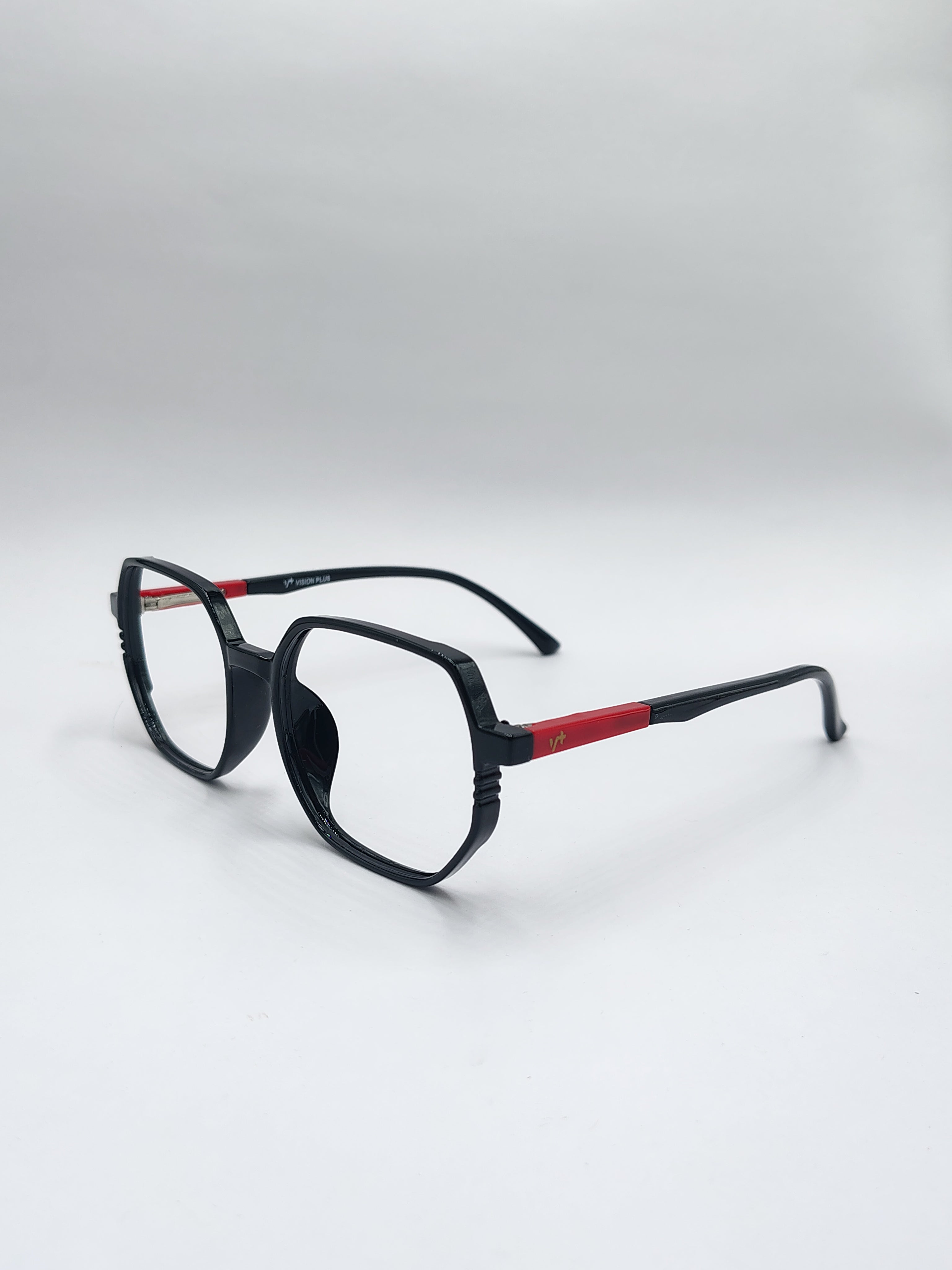 vision plus shiny black and red frame