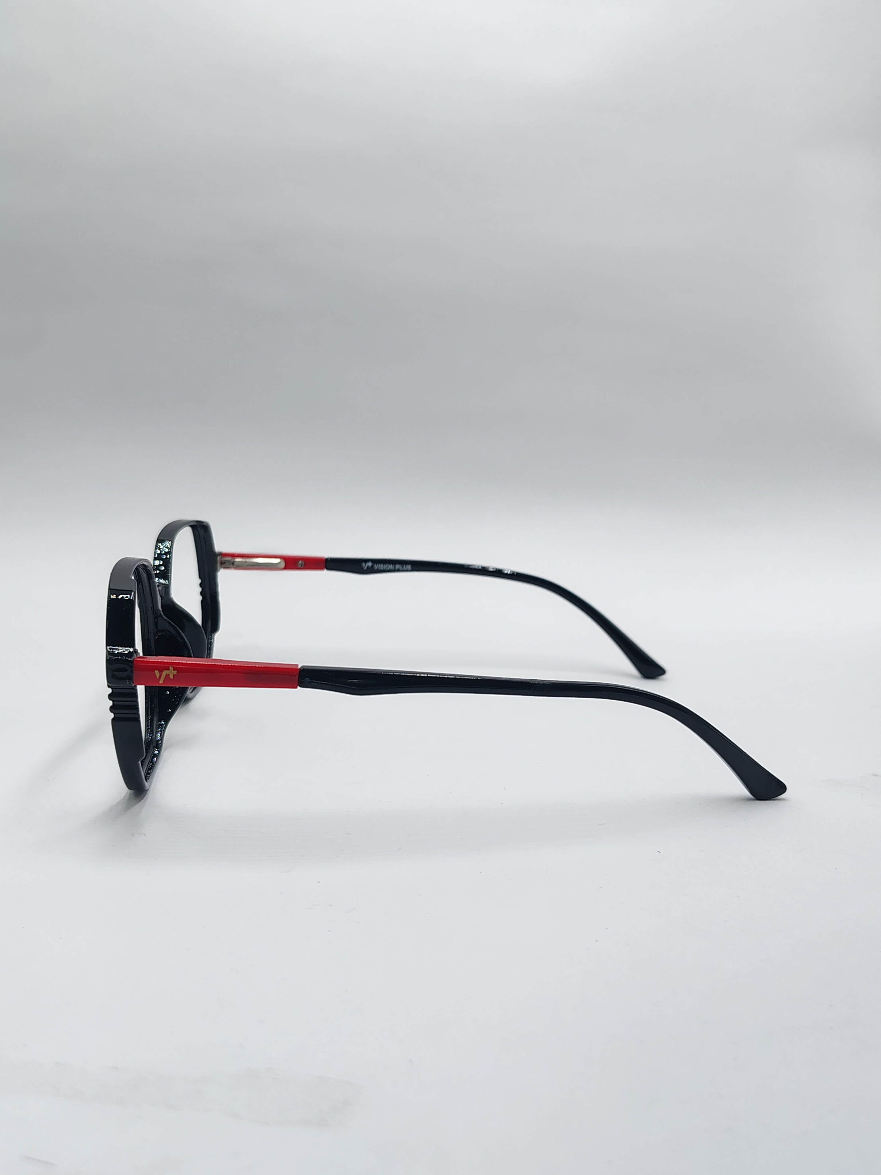 vision plus shiny black and red frame