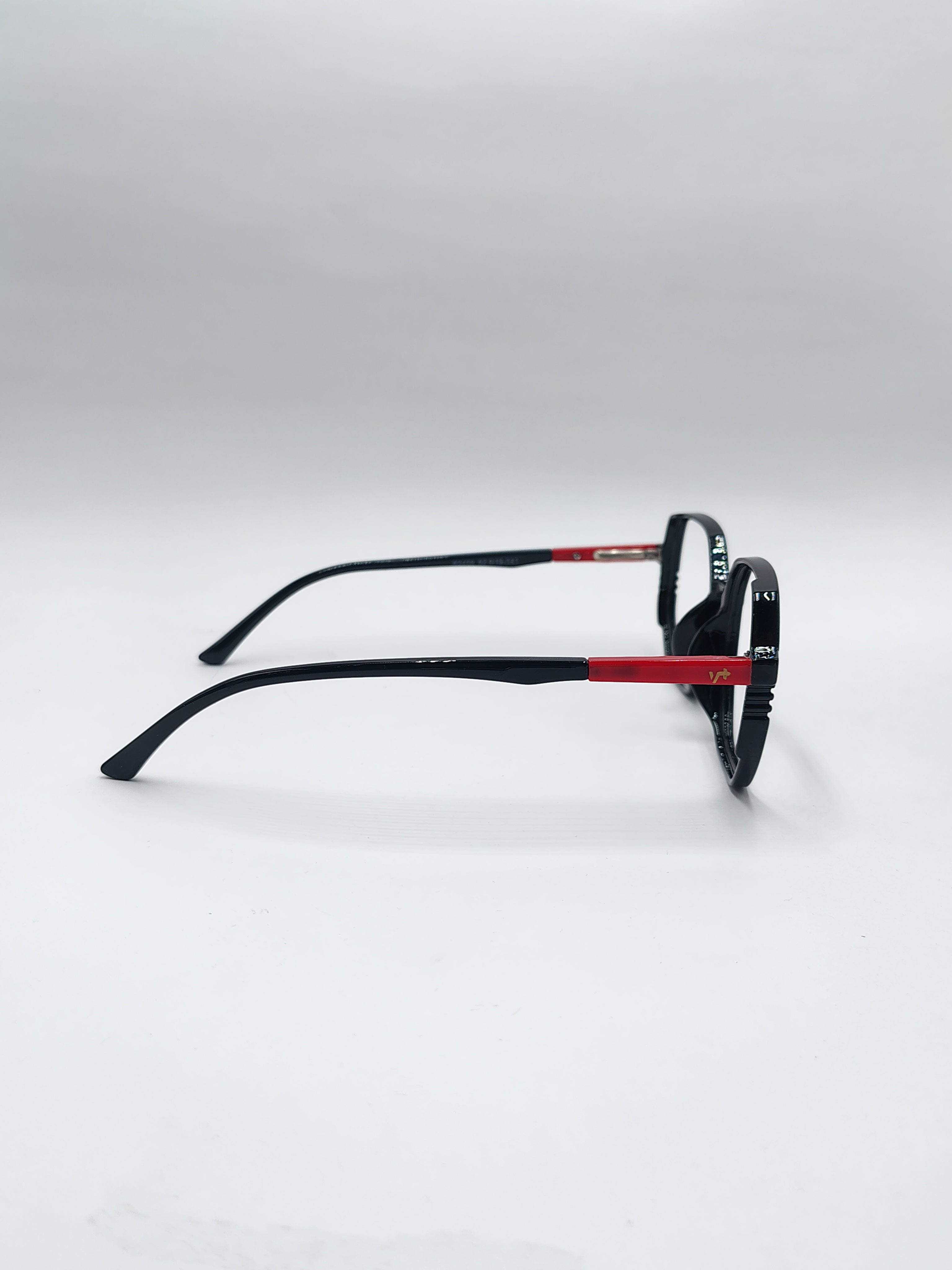 vision plus shiny black and red frame